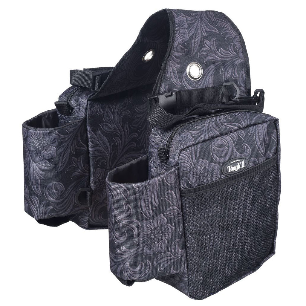 Alforja Negra con Bolsas Y Portabebidas Grabada #61-7392-752