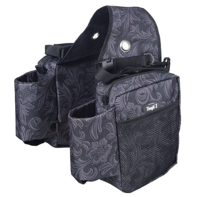 Alforja Negra con Bolsas Y Portabebidas Grabada #61-7392-752