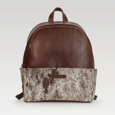 Backpack Leonel de Cuero Negro con Cuello de Toro Cafe Chocolate