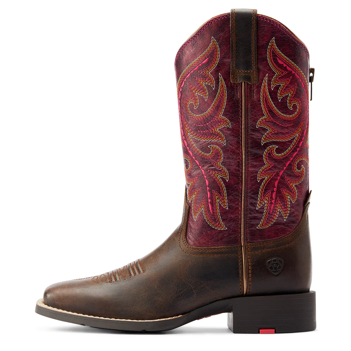 Bota Vaquera Round Up Worn Mocha Raspberry para mujer
