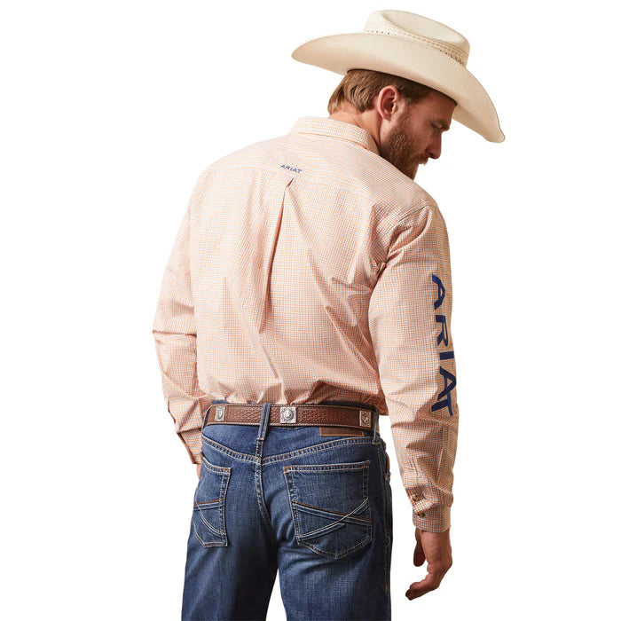 Camisa Pro Team Shay Plaid Orange Fitted Button Down Shirt Hombre