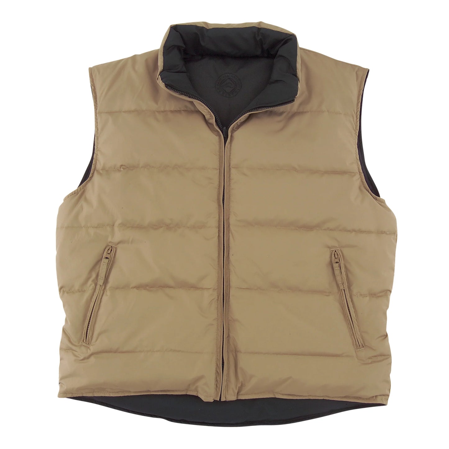 Chaleco Doble Vista de Pluma de Ganso Negro/Beige