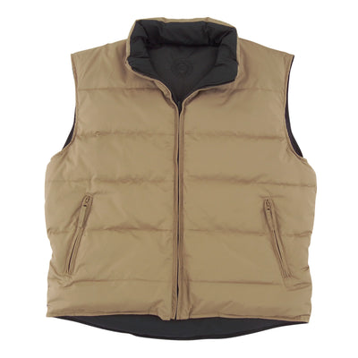 Chaleco Doble Vista de Pluma de Ganso Negro/Beige