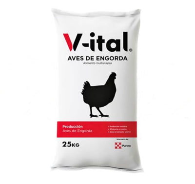 Alimento V-ital Aves Polla crecimiento 25 Kg.