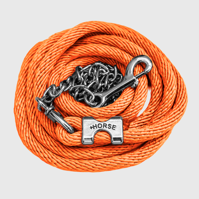 Paseador de Caballo +HORSE Nylon-Algodón 3.5m con Gancho - Color Naranja