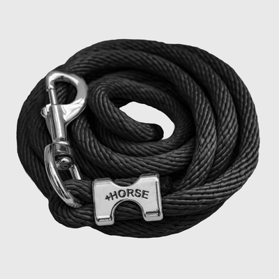 Paseador de Caballo +HORSE Nylon-Algodón 2.5m con Bandola - Color Negro