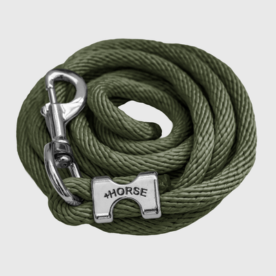 Paseador de Caballo +HORSE Nylon-Algodón 2.5m con Bandola - Color Verde Militar