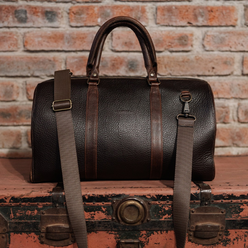 Maleta de Mano Travel Bag B002 Bisonte de Cuero Genuino Café Chocolate