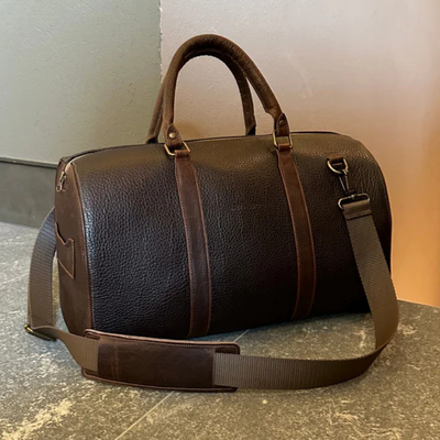 Maleta de Mano Travel Bag B002 Bisonte de Cuero Genuino Café Chocolate