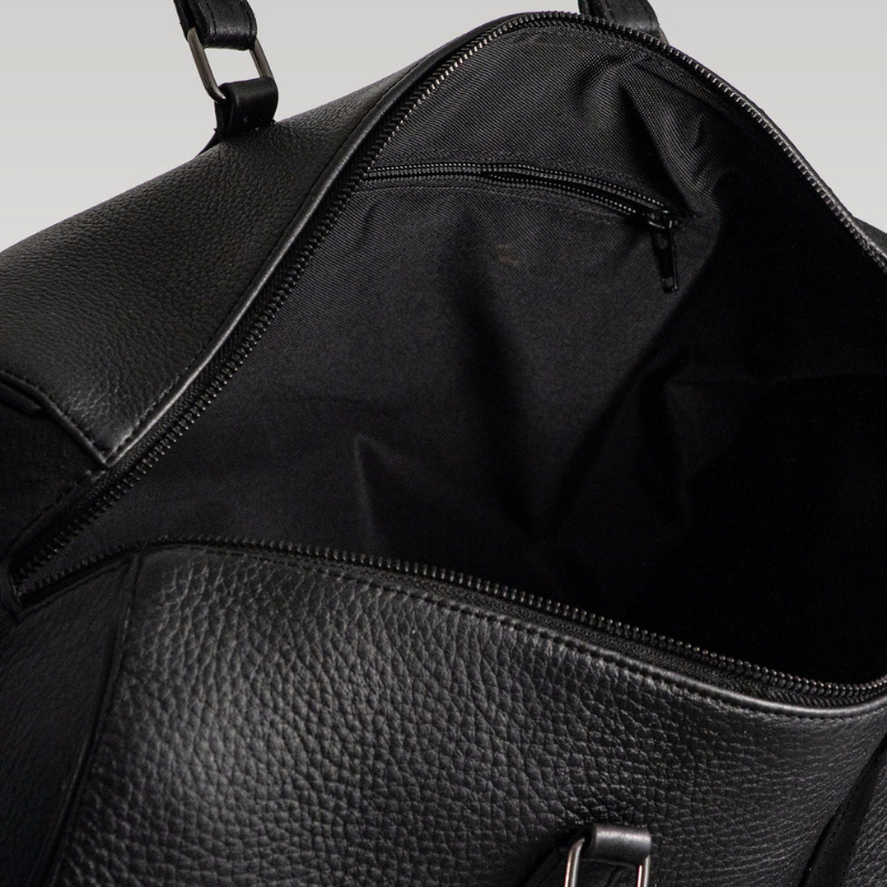 Maleta de Mano Travel Bag B002 Bisonte de Cuero Genuino Negro