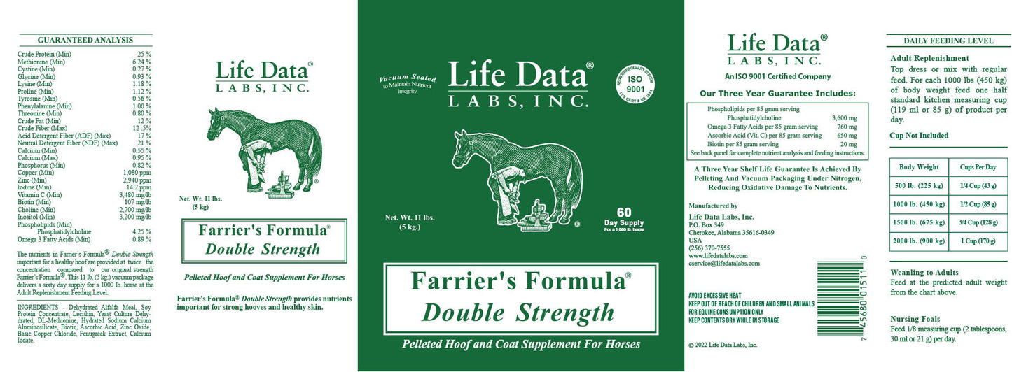 Suplemento Vitamínico para pezuñas Farrier´s Formula Double Strenght 11 LB (5kg)
