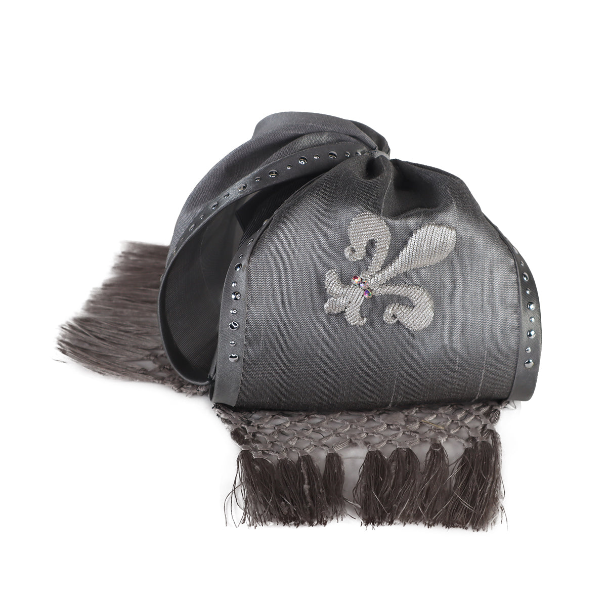 Corbata bordado flor de liz color Gris