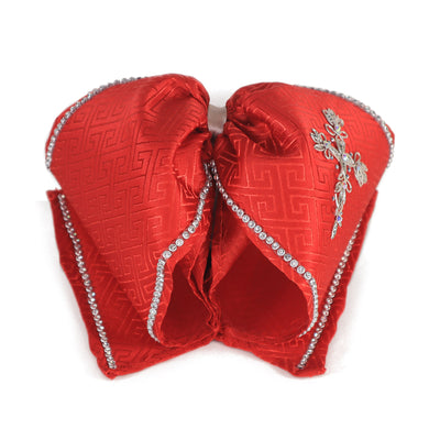 Corbata Charra bordado Cruz color Rojo con Plata
