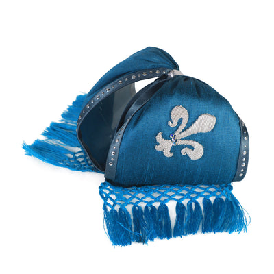 Corbata bordado flor de liz color Azul cielo