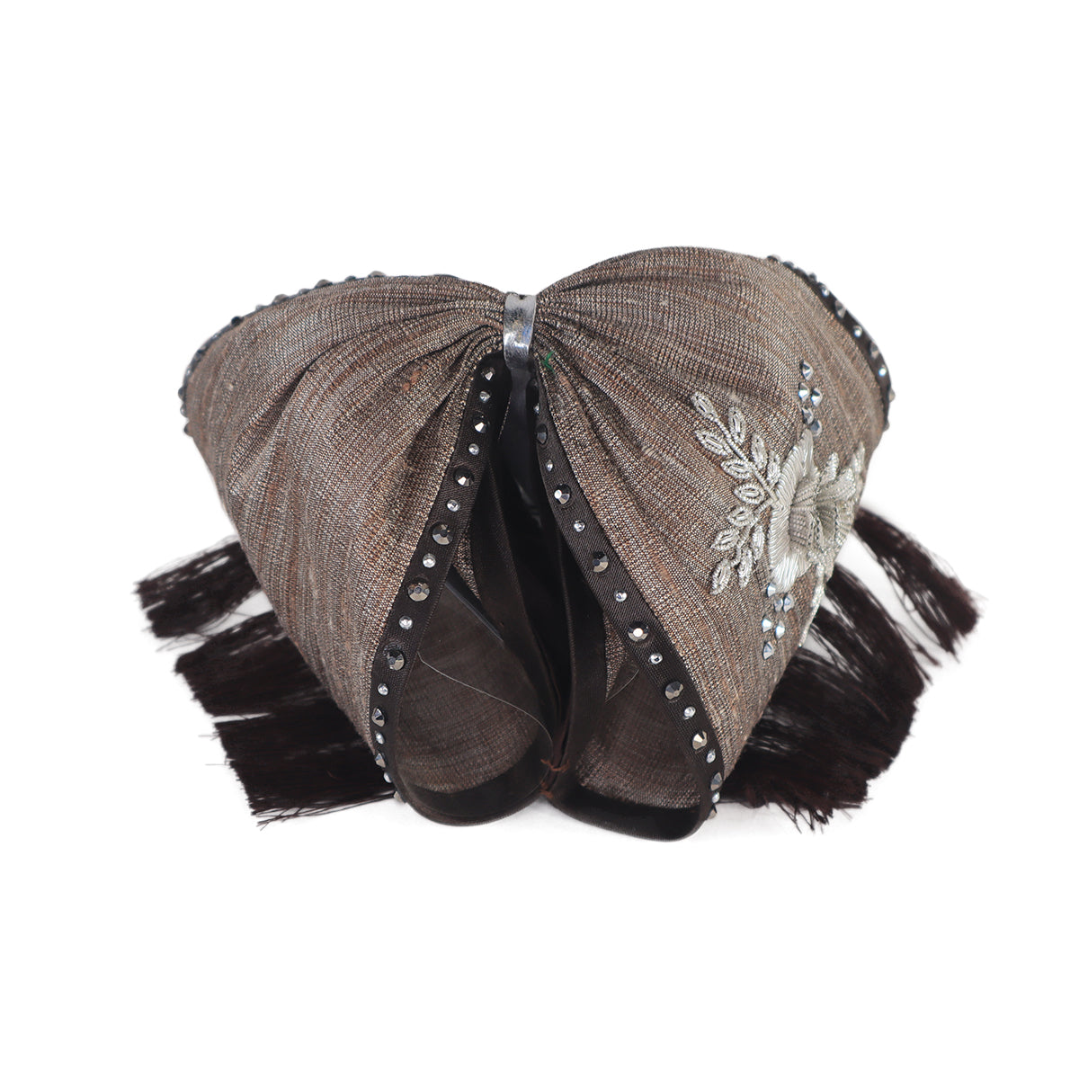 Corbata bordado flor color Café jaspeado