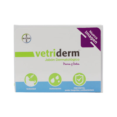 Vetriderm jabón dermatológico 100 gr para mascotas