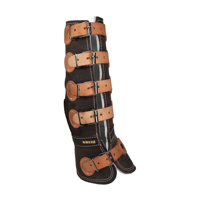 Protectores de piel con hebilla color negro para patas de caballo