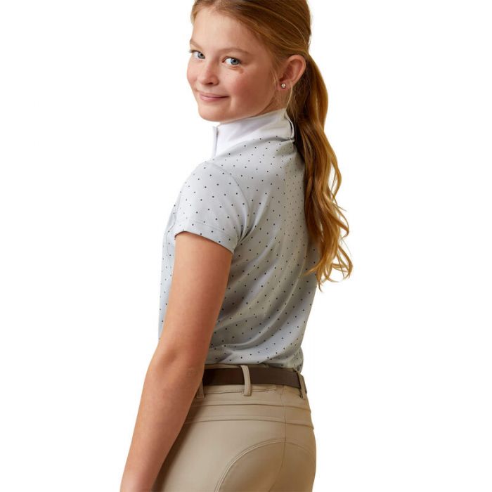 Camiseta perla con puntos grises de manga corta Aptos Kids Show Shirt para niñas