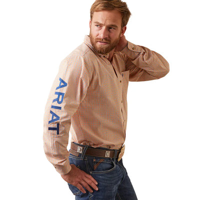 Camisa Pro Team Shay Plaid Orange Fitted Button Down Shirt Hombre