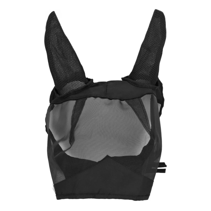Máscara Antimoscas Para Caballos - Tejido Fino De Poliéster, Color Negro, Ajuste Elástico