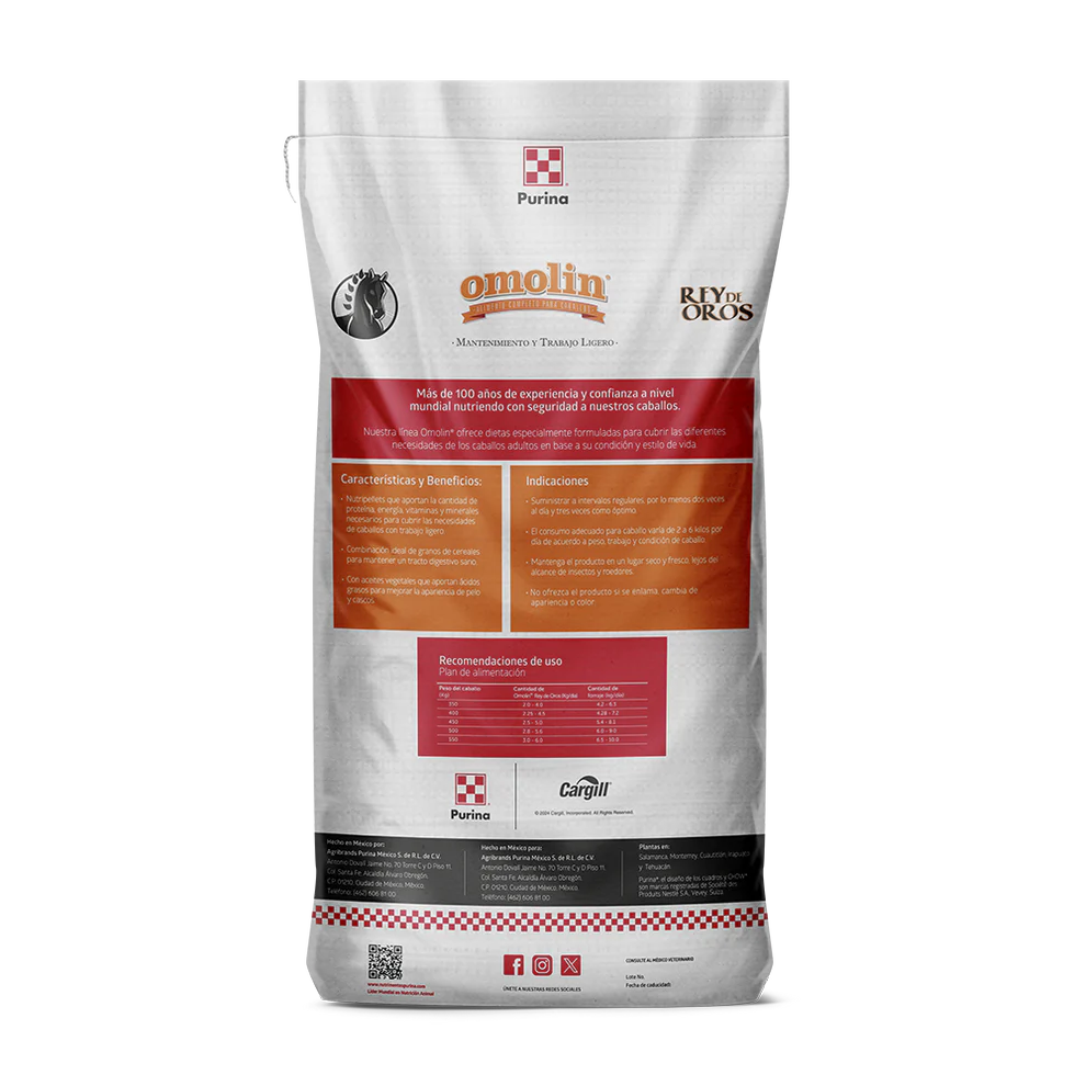 Alimento para caballos Omolin Rey de Oros 25 Kg.