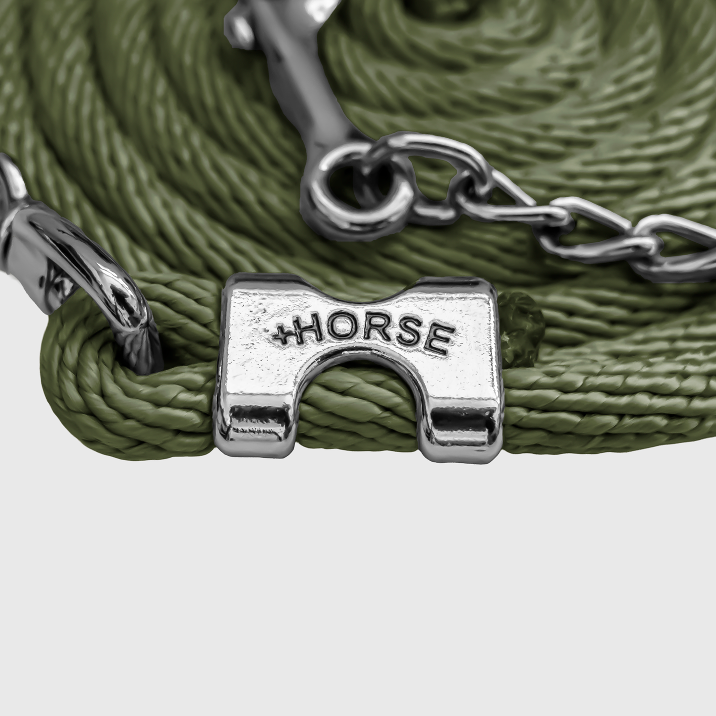 Paseador de Caballo +HORSE Nylon-Algodón 3.5m con Gancho - Color Verde Militar