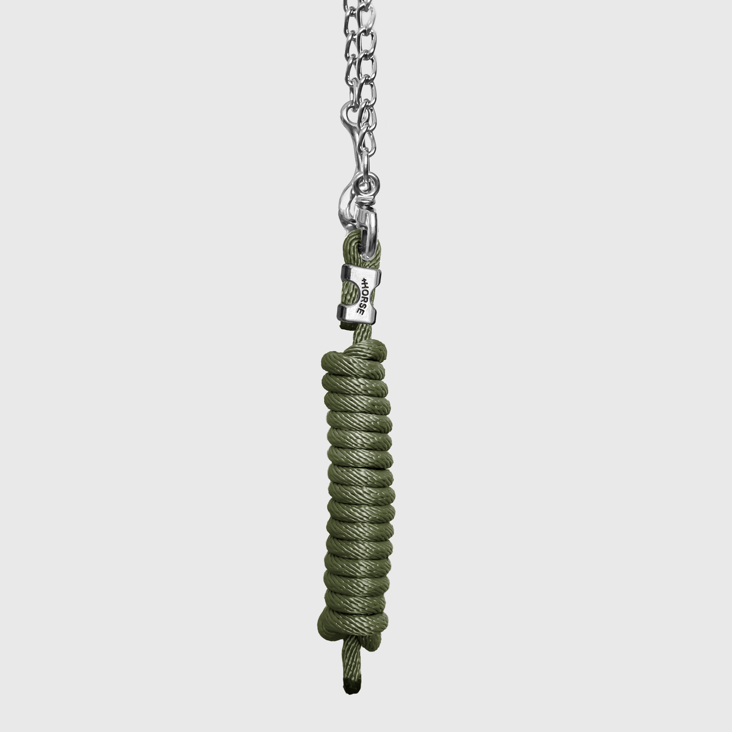 Paseador de Caballo +HORSE Nylon-Algodón 3.5m con Gancho - Color Verde Militar