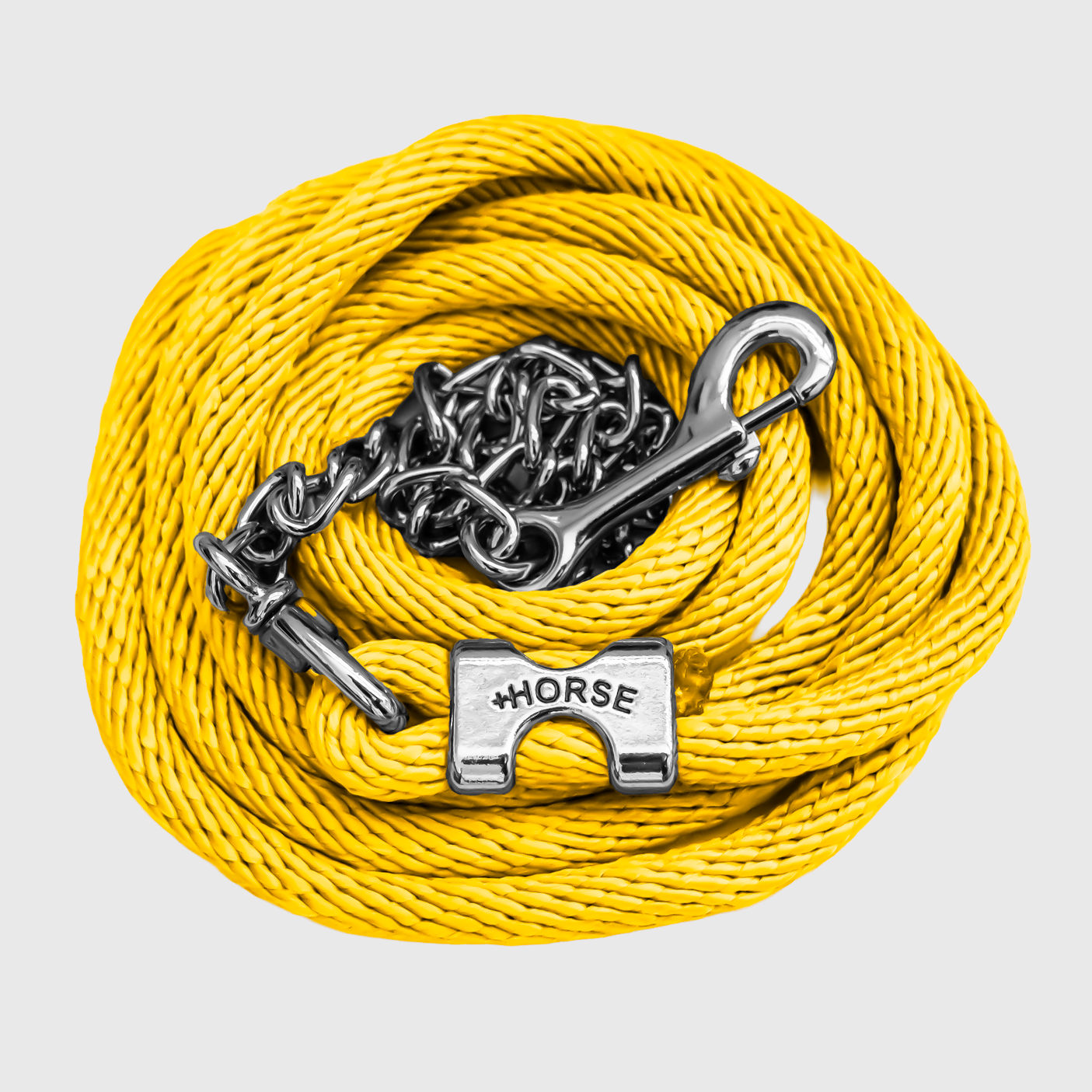Paseador de Caballo +HORSE Nylon-Algodón 3.5m con Gancho - Color Amarillo Canario