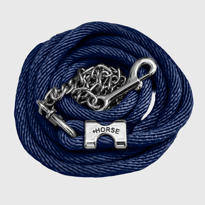 Paseador de Caballo +HORSE Nylon-Algodón 3.5m con Gancho - Color Azul Marino