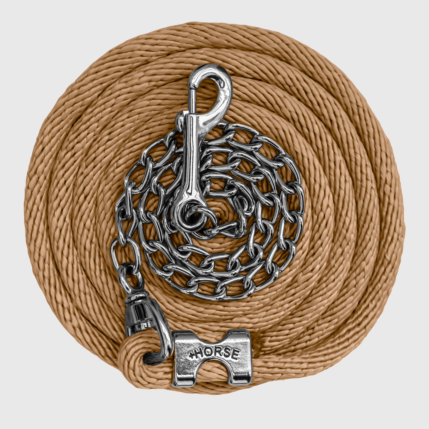 Paseador de Caballo +HORSE Nylon-Algodón 3.5m con Gancho - Color Beige