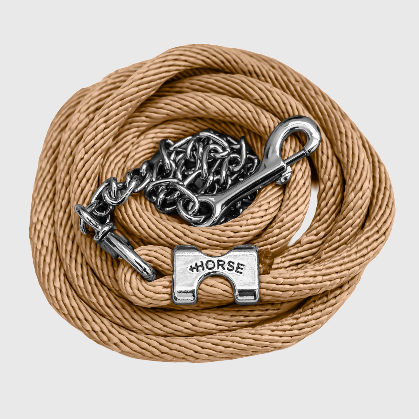 Paseador de Caballo +HORSE Nylon-Algodón 3.5m con Gancho - Color Beige