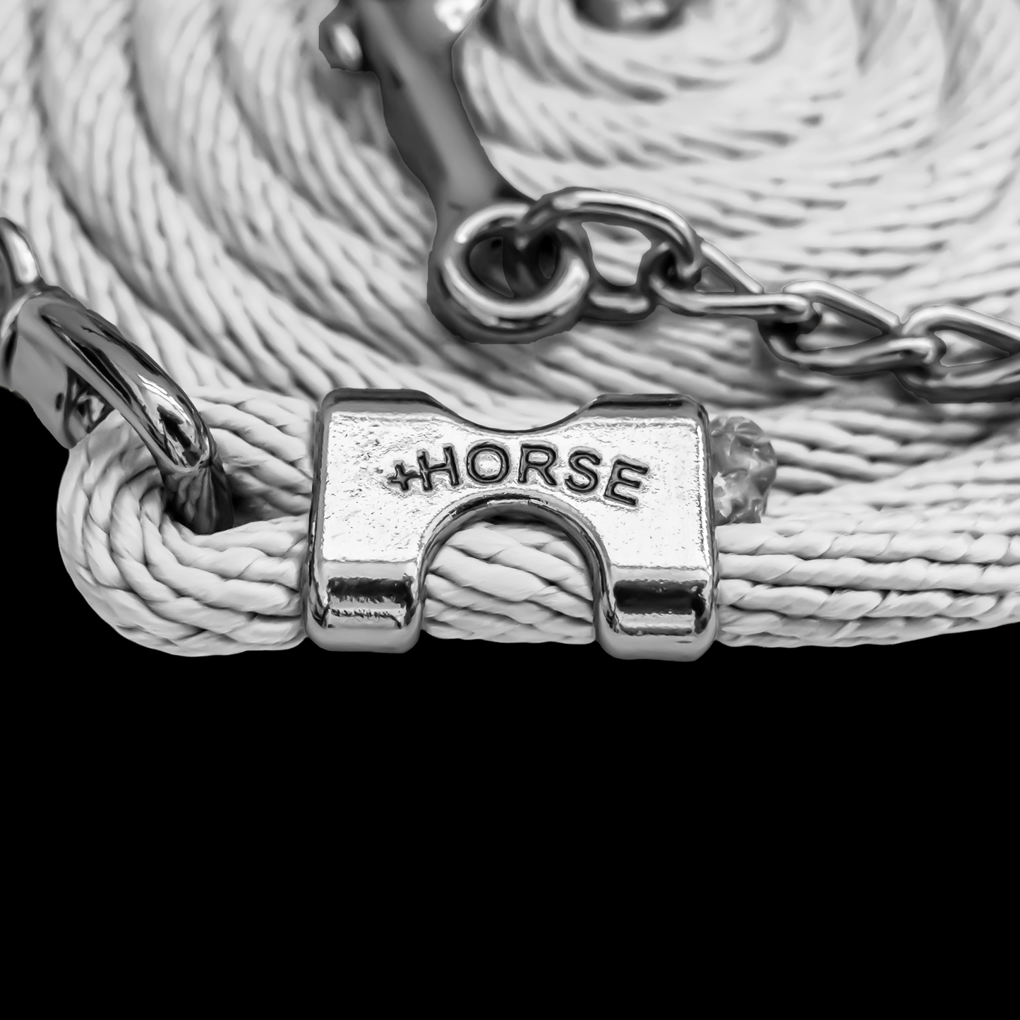 Paseador de Caballo +HORSE Nylon-Algodón 2.5m con Gancho - Color Blanco