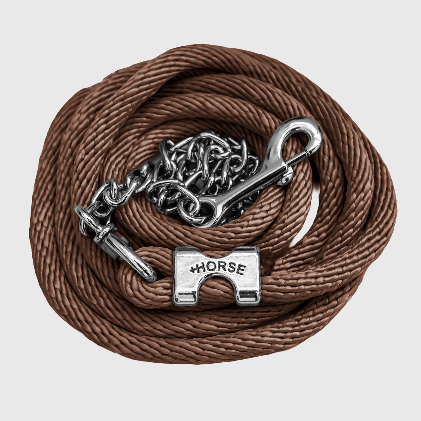 Paseador de Caballo +HORSE Nylon-Algodón 3.5m con Gancho - Color Café