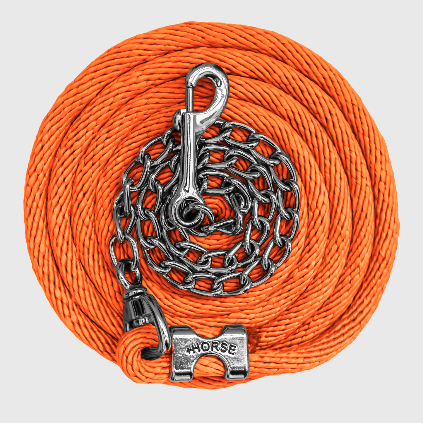 Paseador de Caballo +HORSE Nylon-Algodón 3.5m con Gancho - Color Naranja