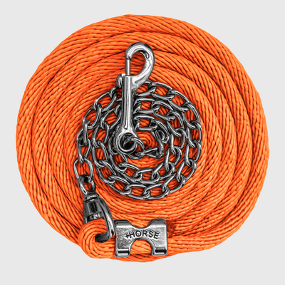 Paseador de Caballo +HORSE Nylon-Algodón 3.5m con Gancho - Color Naranja