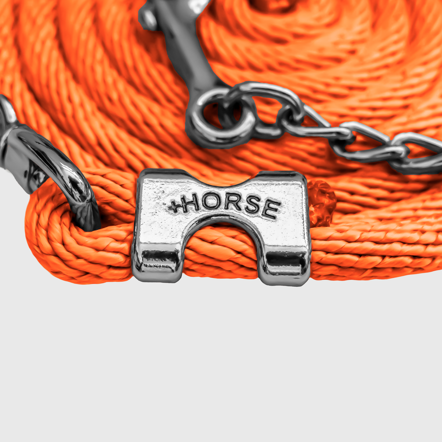 Paseador de Caballo +HORSE Nylon-Algodón 3.5m con Gancho - Color Naranja