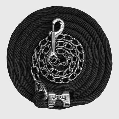 Paseador de Caballo +HORSE Nylon-Algodón 3.5m con Gancho - Color Negro