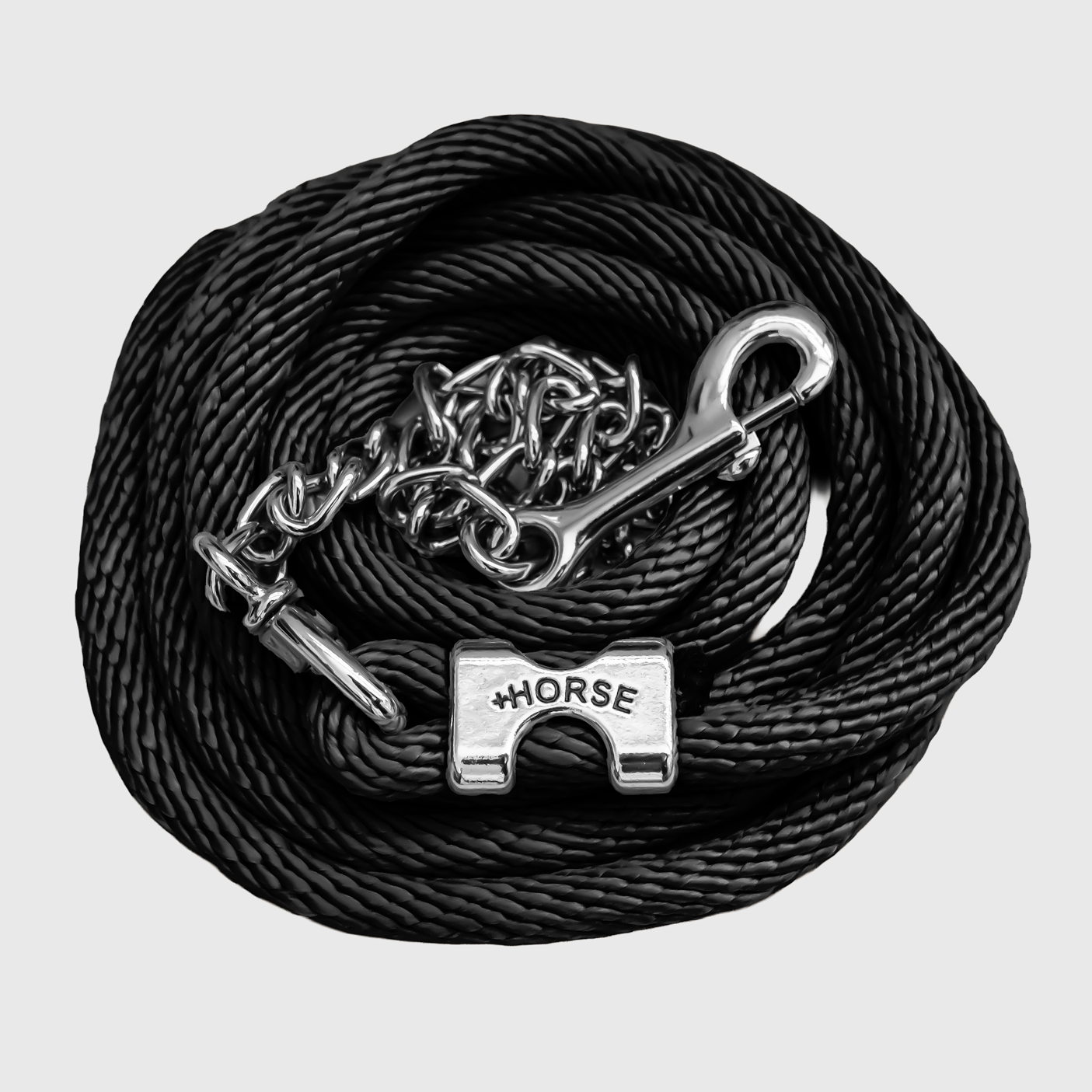 Paseador de Caballo +HORSE Nylon-Algodón 3.5m con Gancho - Color Negro