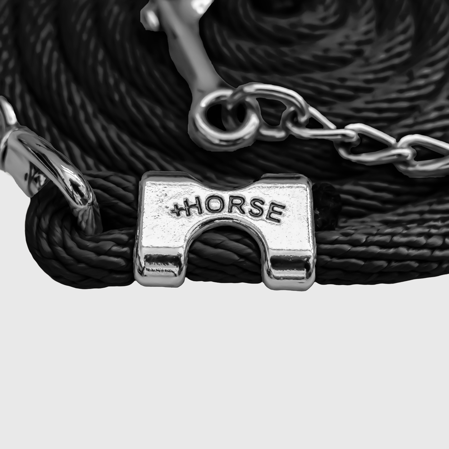 Paseador de Caballo +HORSE Nylon-Algodón 3.5m con Gancho - Color Negro