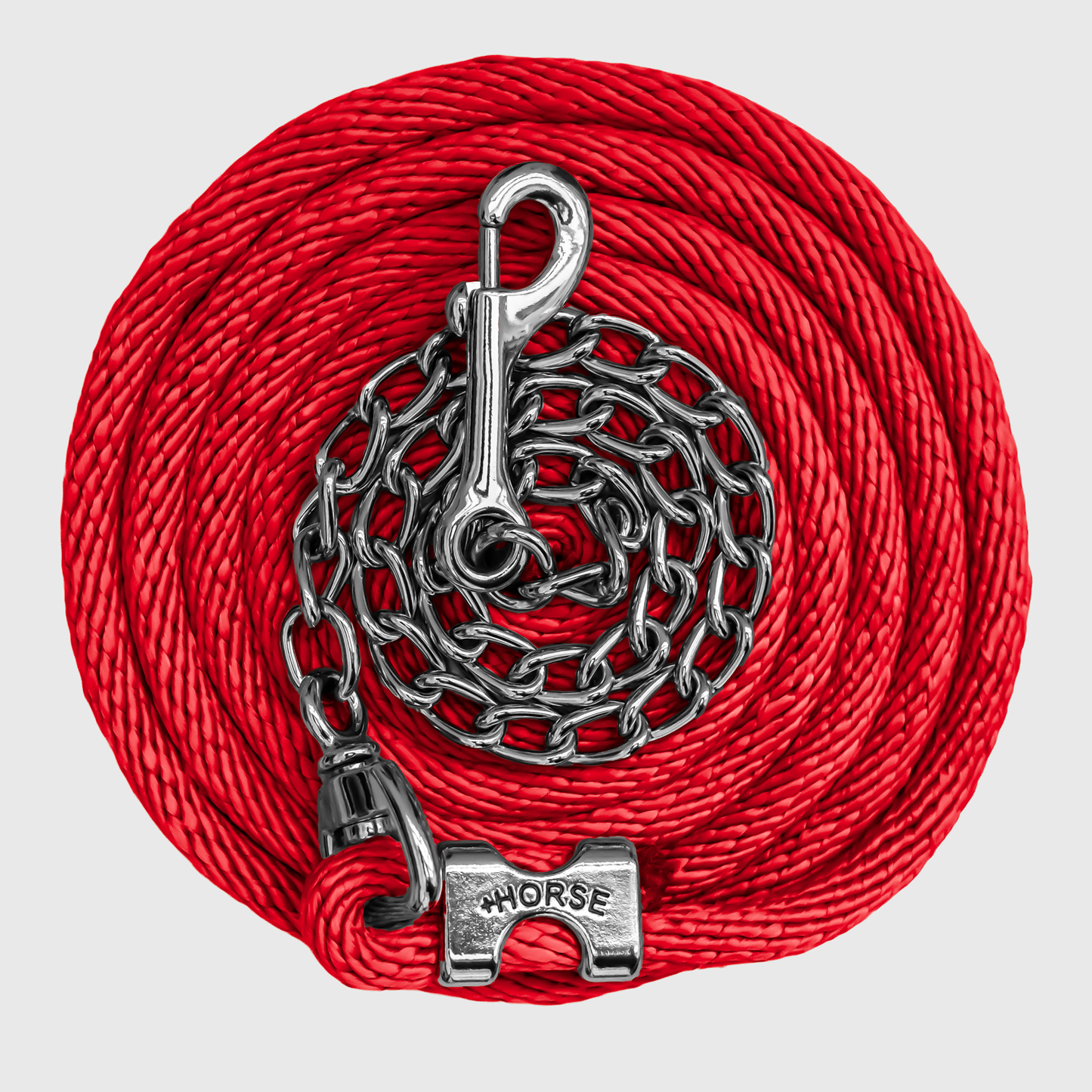 Paseador de Caballo +HORSE Nylon-Algodón 3.5m con Gancho - Color Rojo