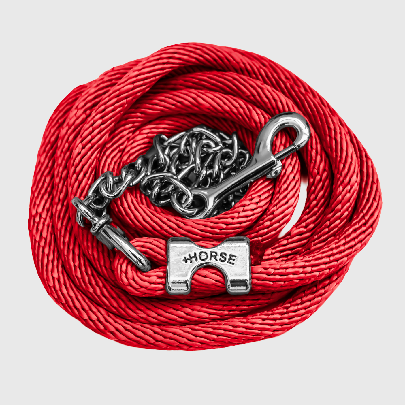 Paseador de Caballo +HORSE Nylon-Algodón 3.5m con Gancho - Color Rojo