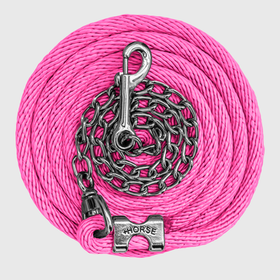 Paseador de Caballo +HORSE Nylon-Algodón 3.5m con Gancho - Color Rosa