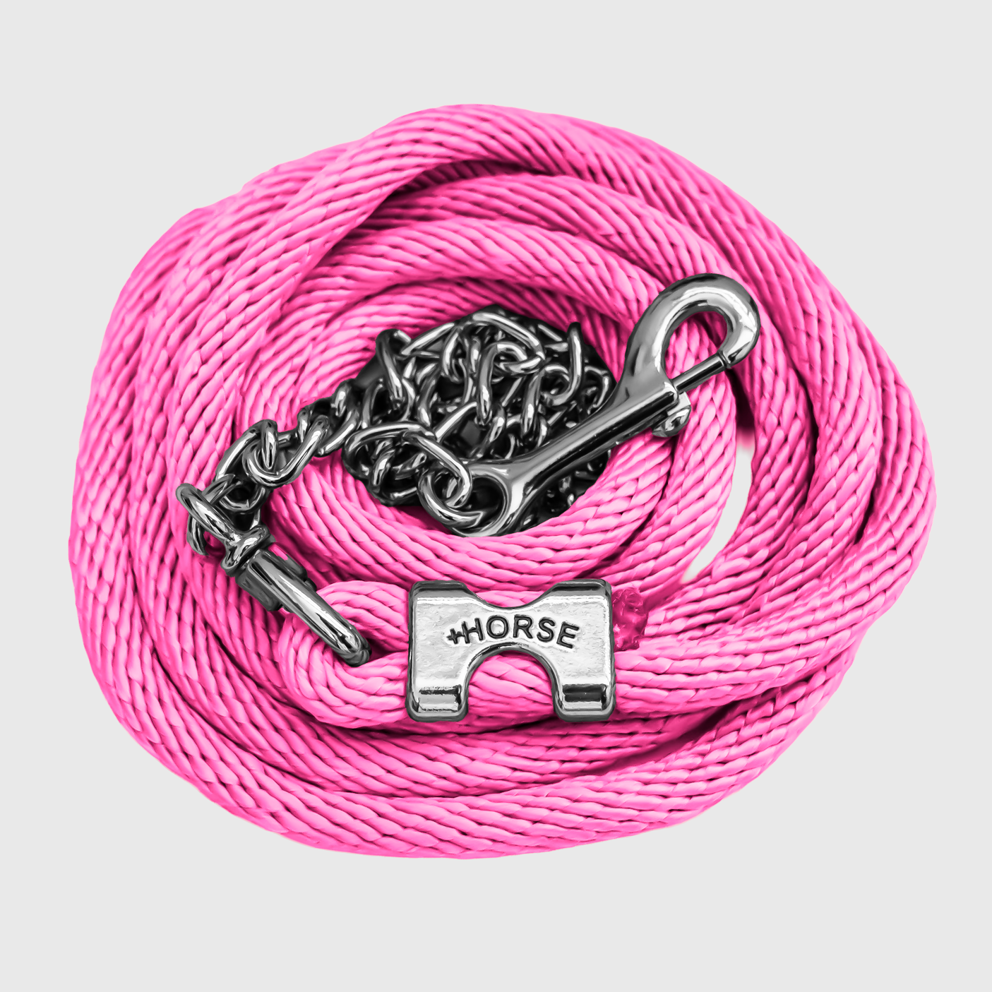Paseador de Caballo +HORSE Nylon-Algodón 3.5m con Gancho - Color Rosa