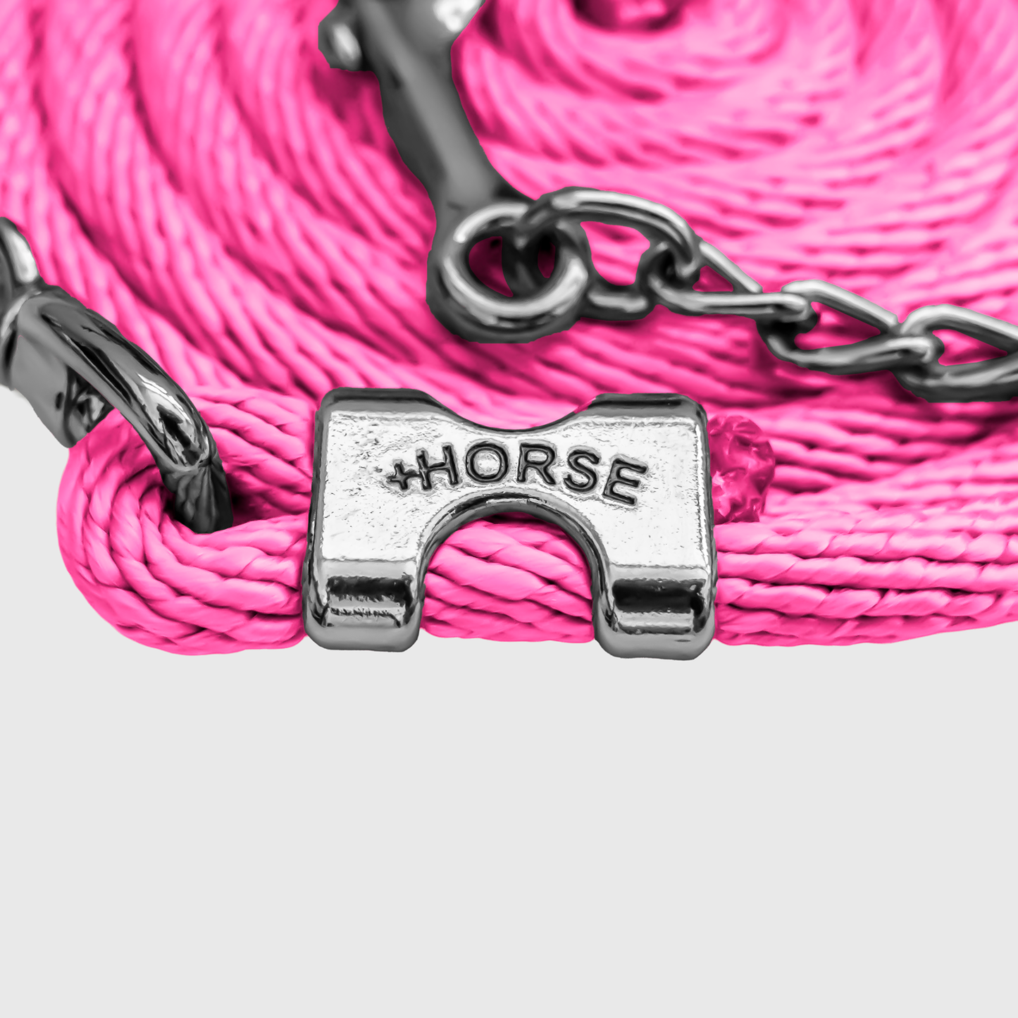 Paseador de Caballo +HORSE Nylon-Algodón 3.5m con Gancho - Color Rosa