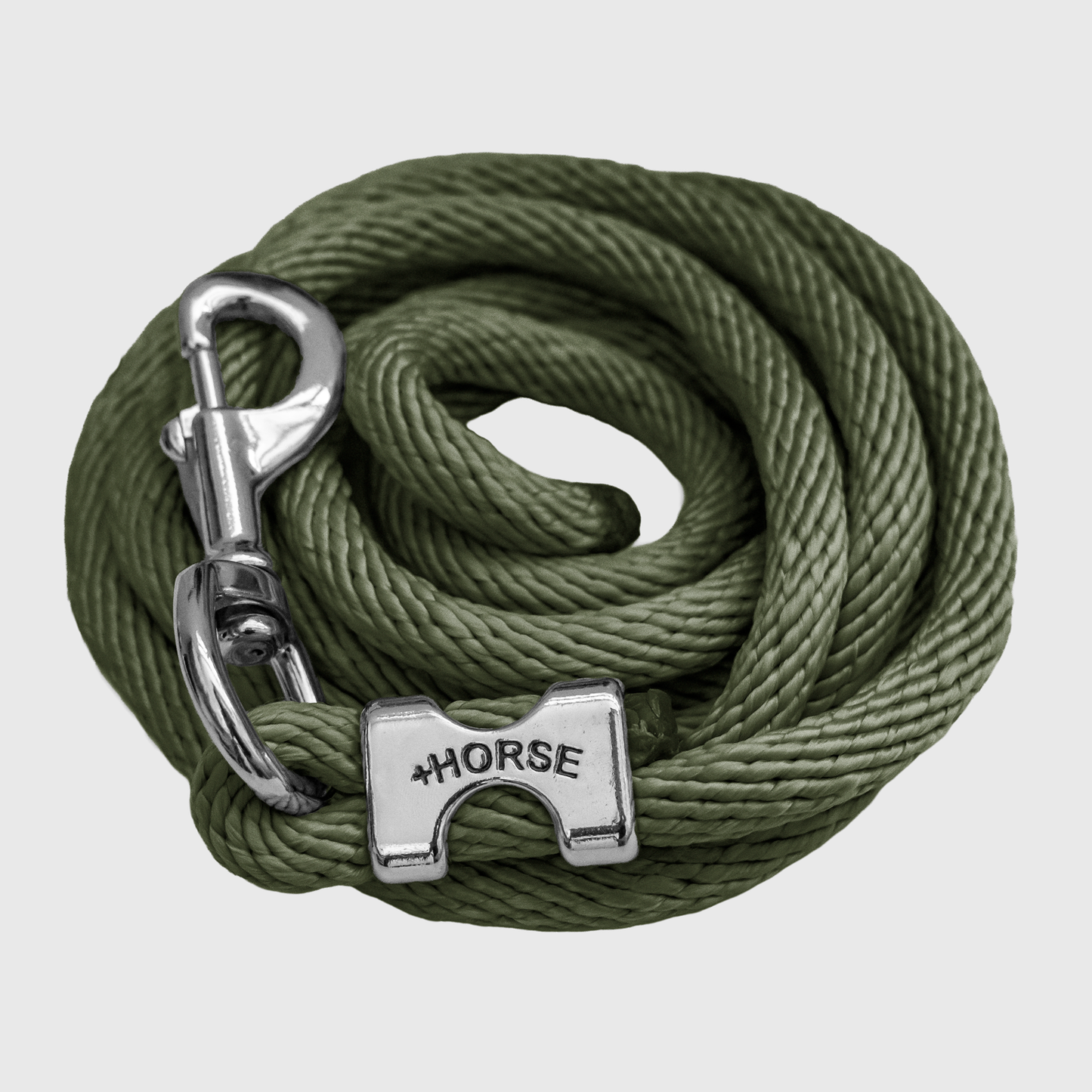 Paseador de Caballo +HORSE Nylon-Algodón 2.5m con Bandola - Color Verde Militar