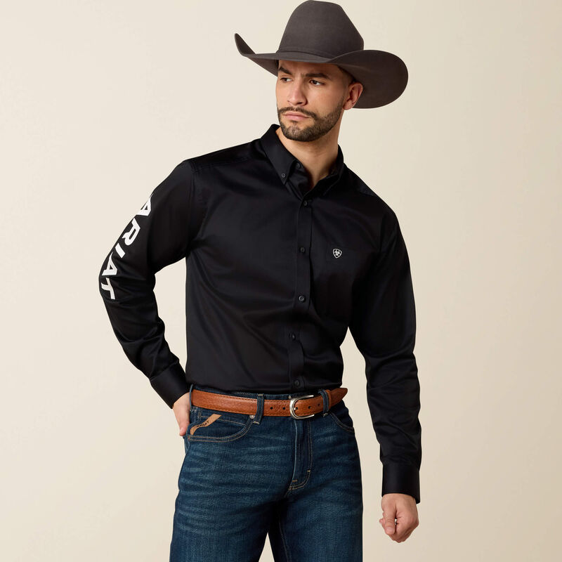 Camisa Ariat Team Logo Twill Negro Corte Fitted