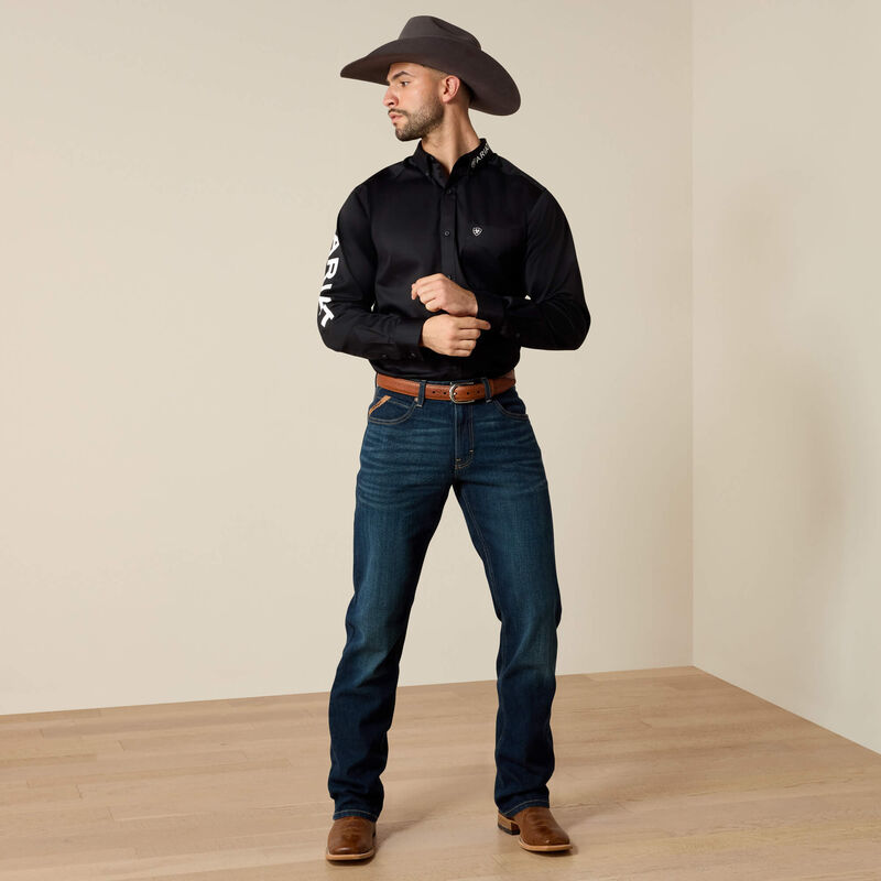 Camisa Ariat Team Logo Twill Negro Corte Fitted