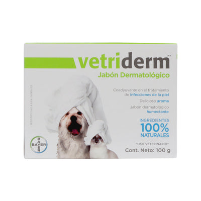 Vetriderm jabón dermatológico 100 gr para mascotas