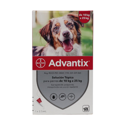 Desparasitante Advantix Solución Tópica para perros 10-25 Kg 2.5 ml