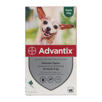 Desparasitantes Advantix Solución Tópica Perros/ Cachorro de 4 Kg  0.4 ml